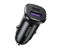 Ładowarka do smartfonów UGREEN Ładowarka samochodowa EC305 USB-C + USB 30W czarna
